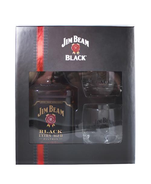 Jim Beam Black Extra Aged Bourbon Whiskey W/2 Glass