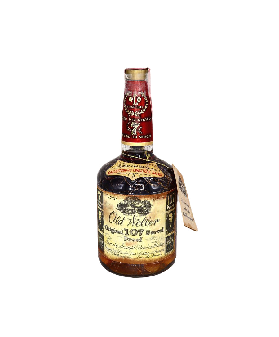 Buy 1 Get 1 Free - Old Weller Original 107 Barrel Proof 7 Year Old 1970s Warren Rouse Livestock Bottling Kentucky Straight Bourbon Whiskey