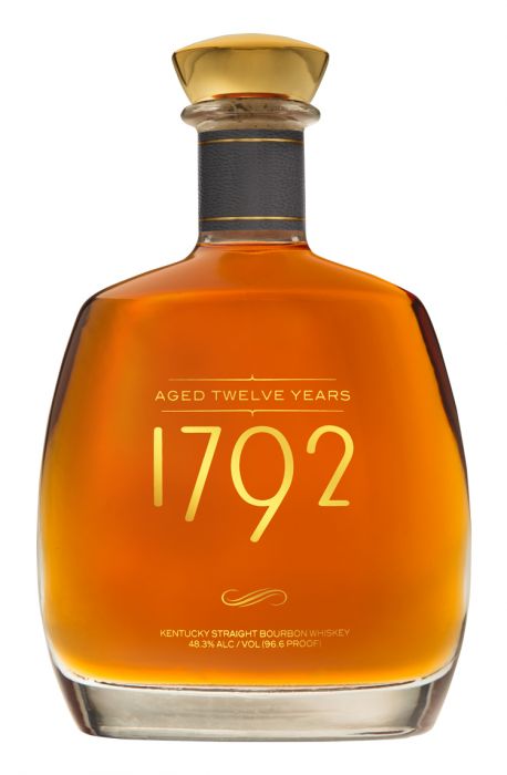 Bottle of 1792 bourbon whiskey on a white background