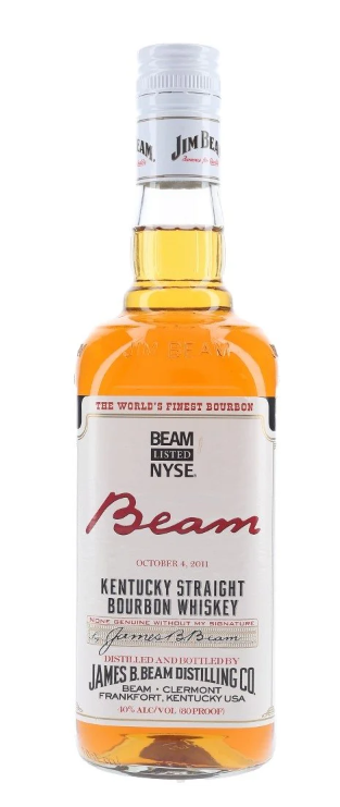 Jim Beam White Label Beam Listed NYSE Kentucky Straight Bourbon Whiskey