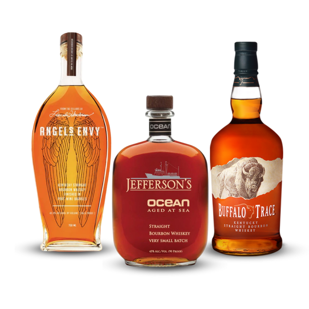 Father's Day Bundle 2025 | Angel's Envy Kentucky Straight Bourbon Whiskey + Jefferson's Ocean Aged At Sea Kentucky Straight Bourbon + Buffalo Trace Kentucky Straight Bourbon