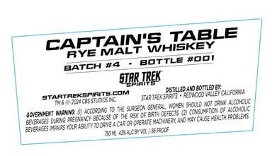 Buy 1 Get 1 Free - Star Trek Spirits Captain’s Table Batch #4 Rye Malt Whiskey