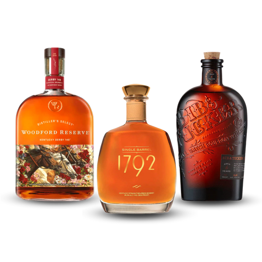 Buy 1 Get 1 Free - Father's Day Bundle 2025 | Woodford Reserve 2022 Kentucky Derby 148 Bottle Kentucky Straight Bourbon Whiskey + 1792 Single Barrel Kentucky Straight Bourbon Whiskey + Bib & Tucker 6 Year Bourbon Whiskey