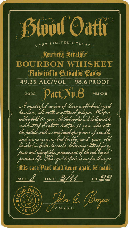 Buy 1 Get 1 Free - Blood Oath Pact 8 | 2022 One-Time Limited Release | Kentucky Straight Bourbon Whiskey