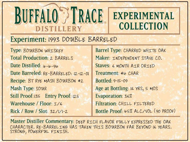 Buy 1 Get 1 Free - Buffalo Trace Experimental Collection | 1993 Double Barreled