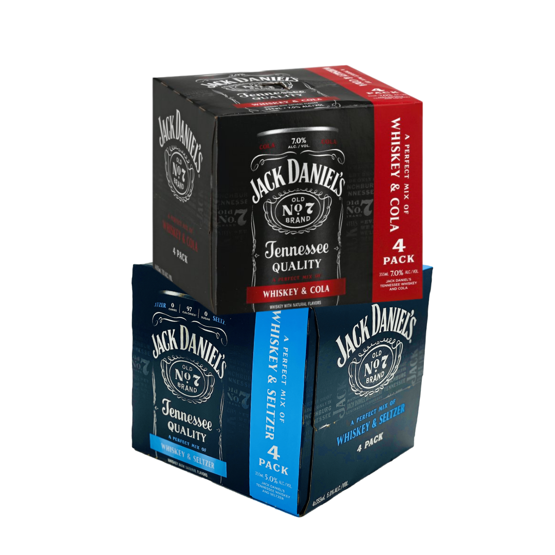 Buy 1 Get 1 Free - Jack Daniels Crafted Cocktails | Whiskey & Cola + Whiskey & Seltzer | (2) Pack Bundle