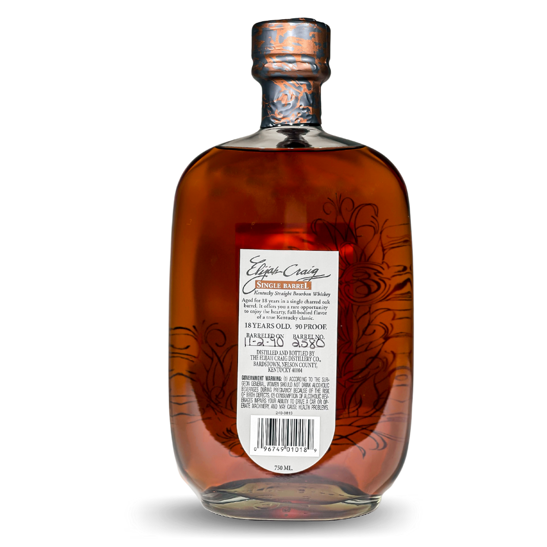 Elijah Craig Single Barrel 18 Year Old Bottled 1990 Kentucky Straight Bourbon Whiskey