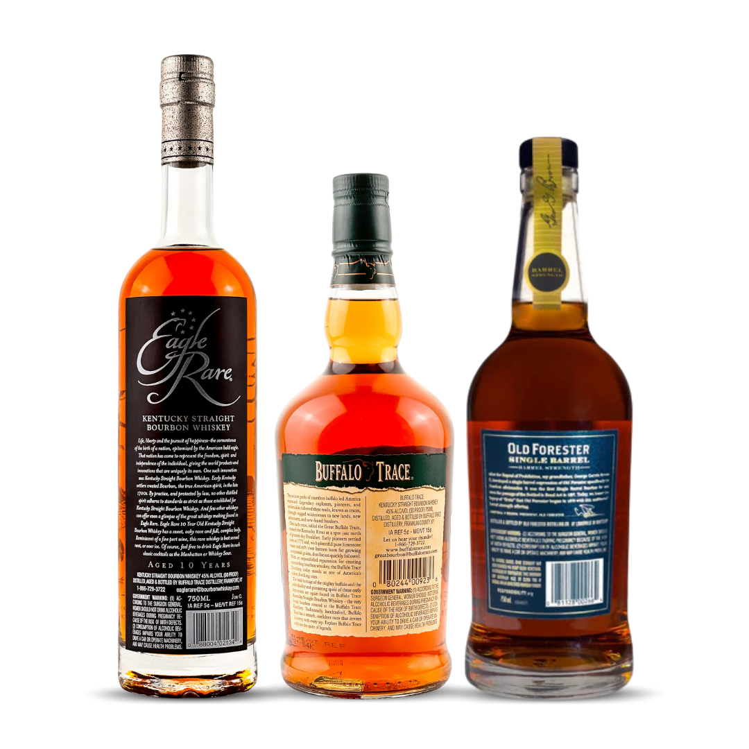 Eagle Rare 10 Year Extra Rare + Buffalo Trace 8 Year Extra Rare | 2nd Edition  | Single Barrel Select  + Old Forester Single Barrel  | Christmas Bourbon | Limited Release 2022 | Trilogy Bundle