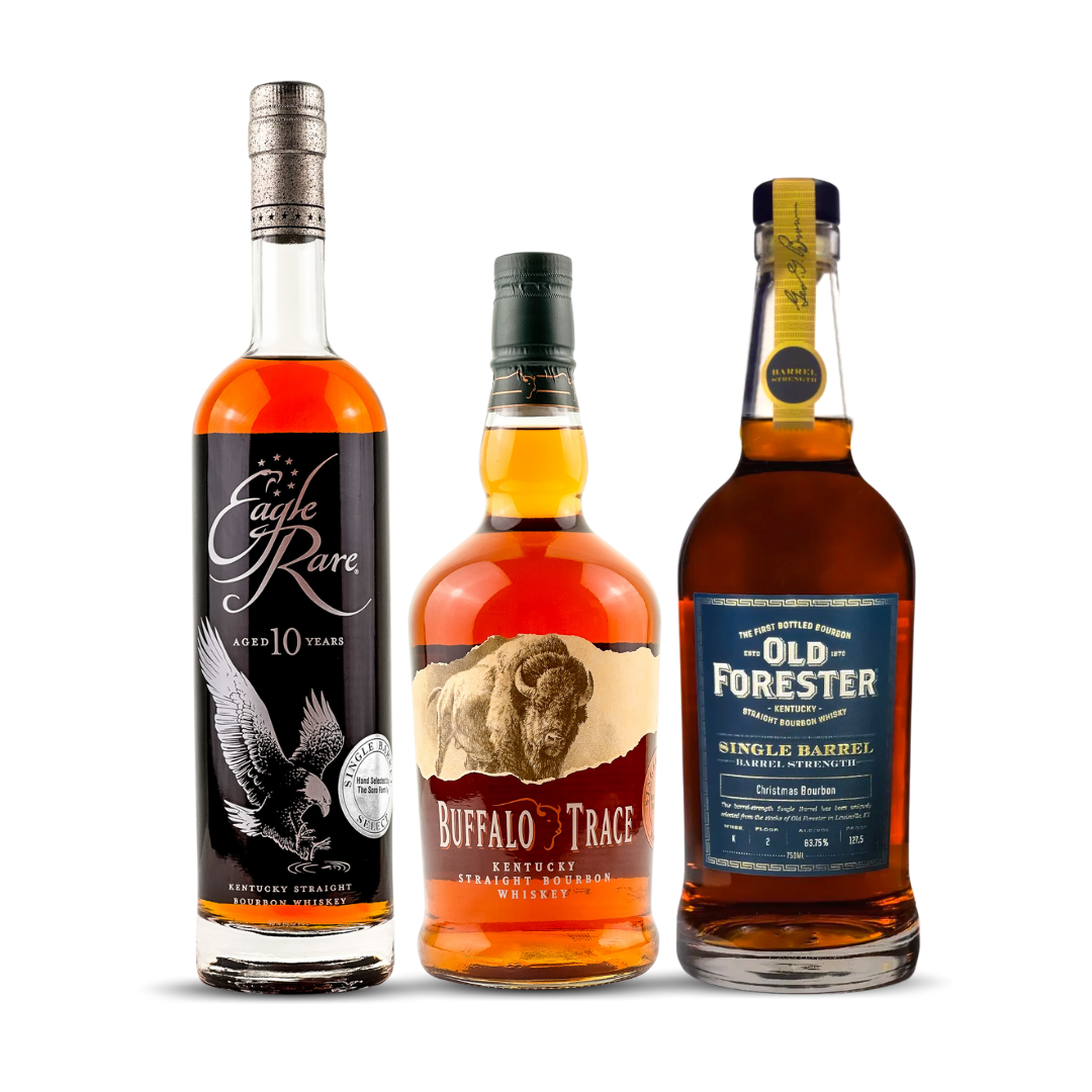 Eagle Rare 10 Year Extra Rare + Buffalo Trace 8 Year Extra Rare | 2nd Edition  | Single Barrel Select  + Old Forester Single Barrel  | Christmas Bourbon | Limited Release 2022 | Trilogy Bundle