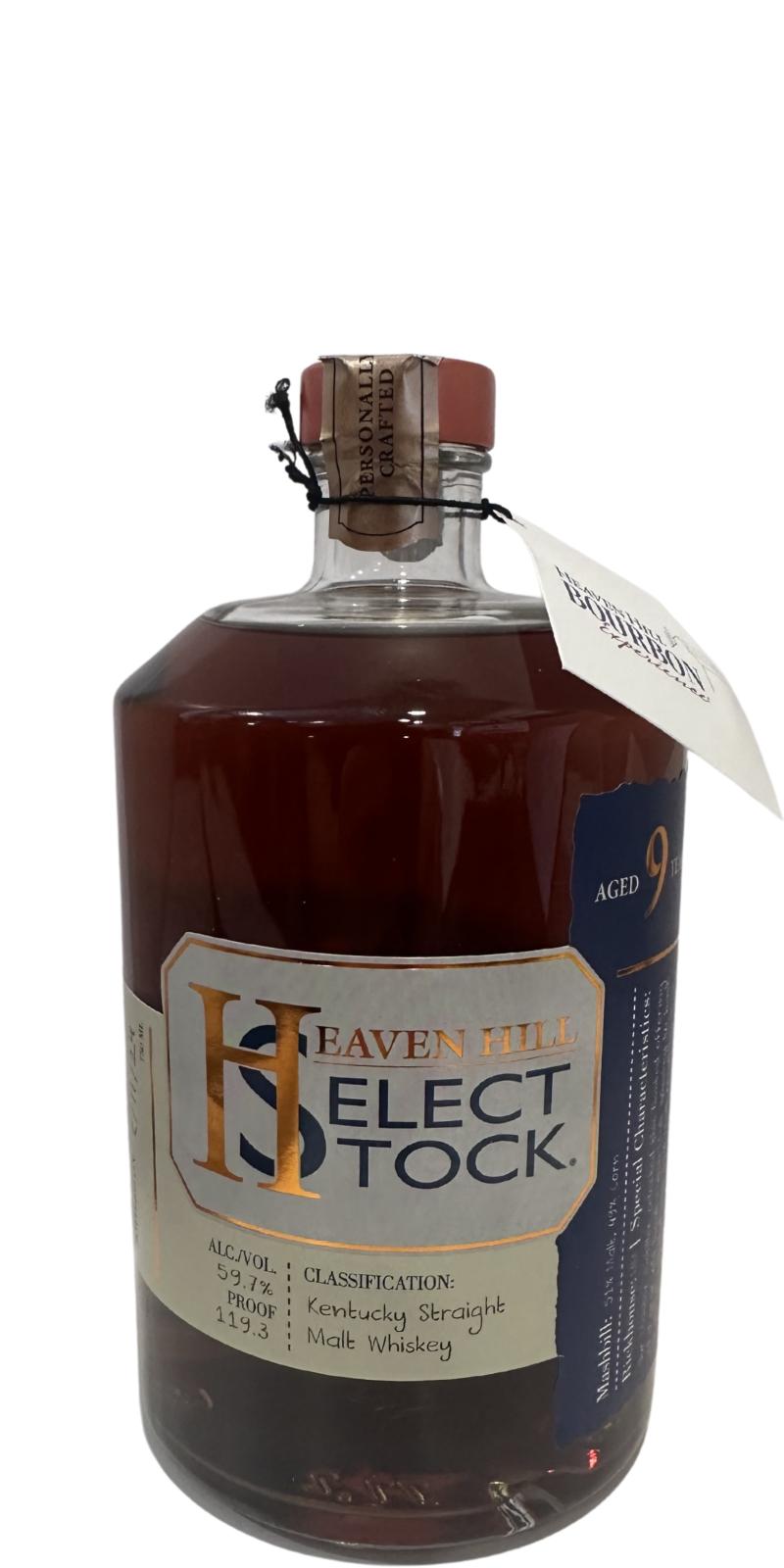 Heaven Hill Select Stock 9 Year Old Malt Straight Bourbon Whiskey