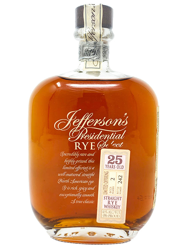 Buy 1 Get 1 Free - Jefferson's Presidential Select 25 Year Old Btach 2 Straight Rye Whiskey
