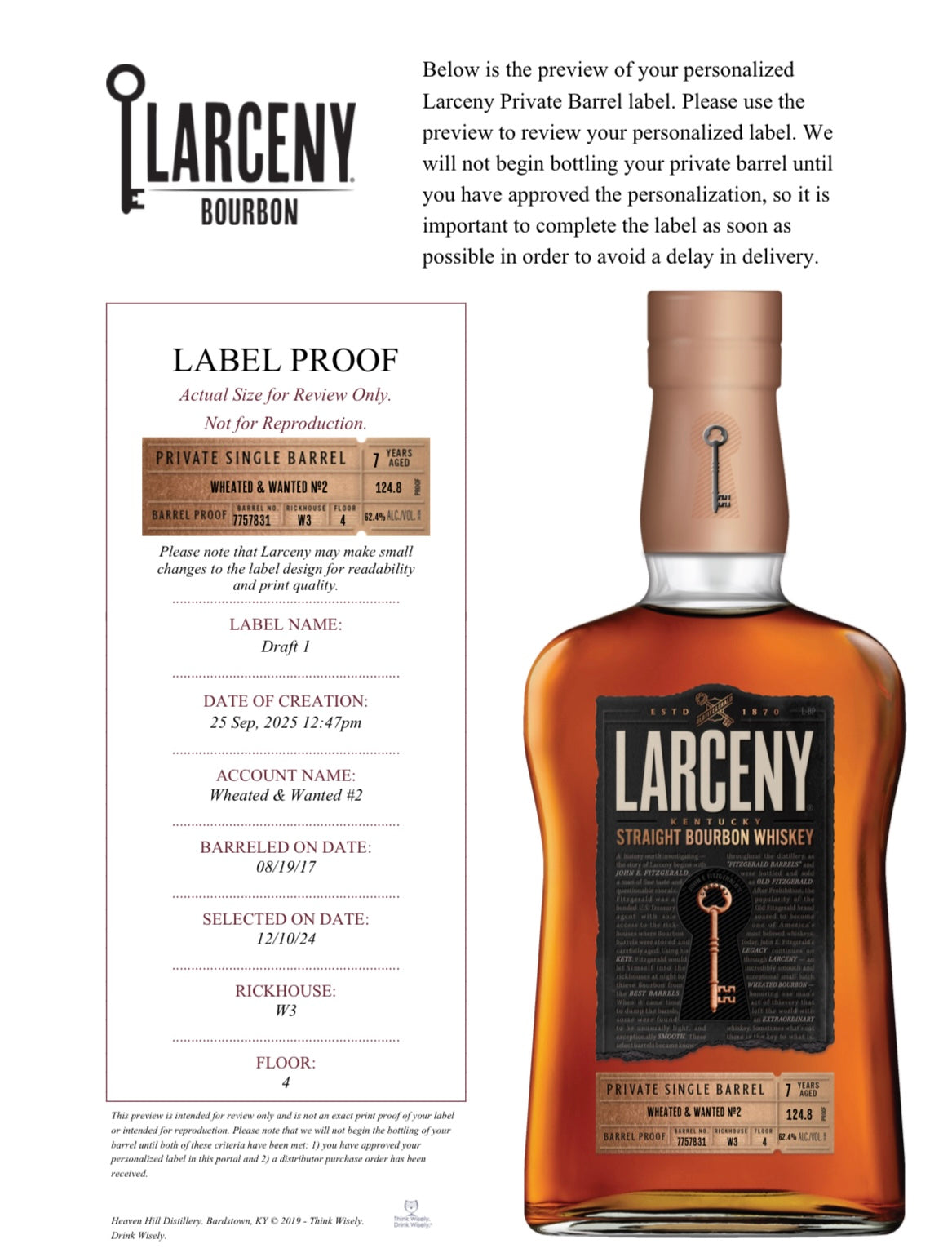 Buy 1 Get 1 Free - Larceny Barrel Proof Private Single Barrel | 7-Year Extra Rare 2025 Edition | Buffalo Trace Bundle