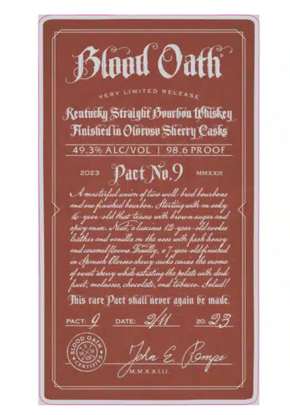 Buy 1 Get 1 Free - Blood Oath Pact 9 | 2023 One-Time Limited Release | Kentucky Straight Bourbon Whiskey
