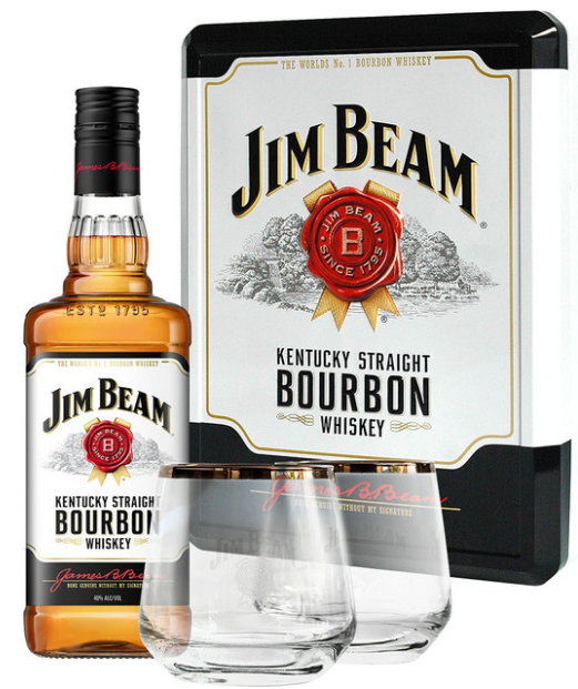Buy 1 Get 1 Free - Jim Beam Bourbon Whiskey W/2 Glass