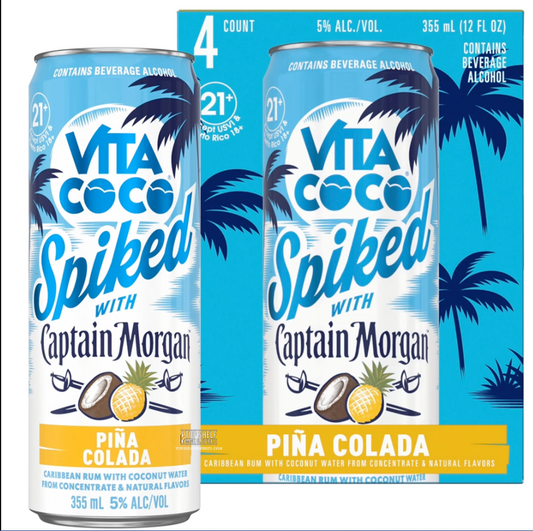 Buy 1 Get 1 Free - Vita Coco Spiked with Captain Morgan Piña Colada Cocktails | 4*355ML